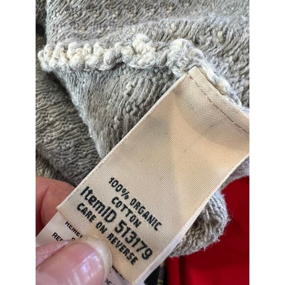 LL Bean Cotton Organic Cotton Cocoon Cardigan Sweater Gray Cream XL - Picture 6 of 6